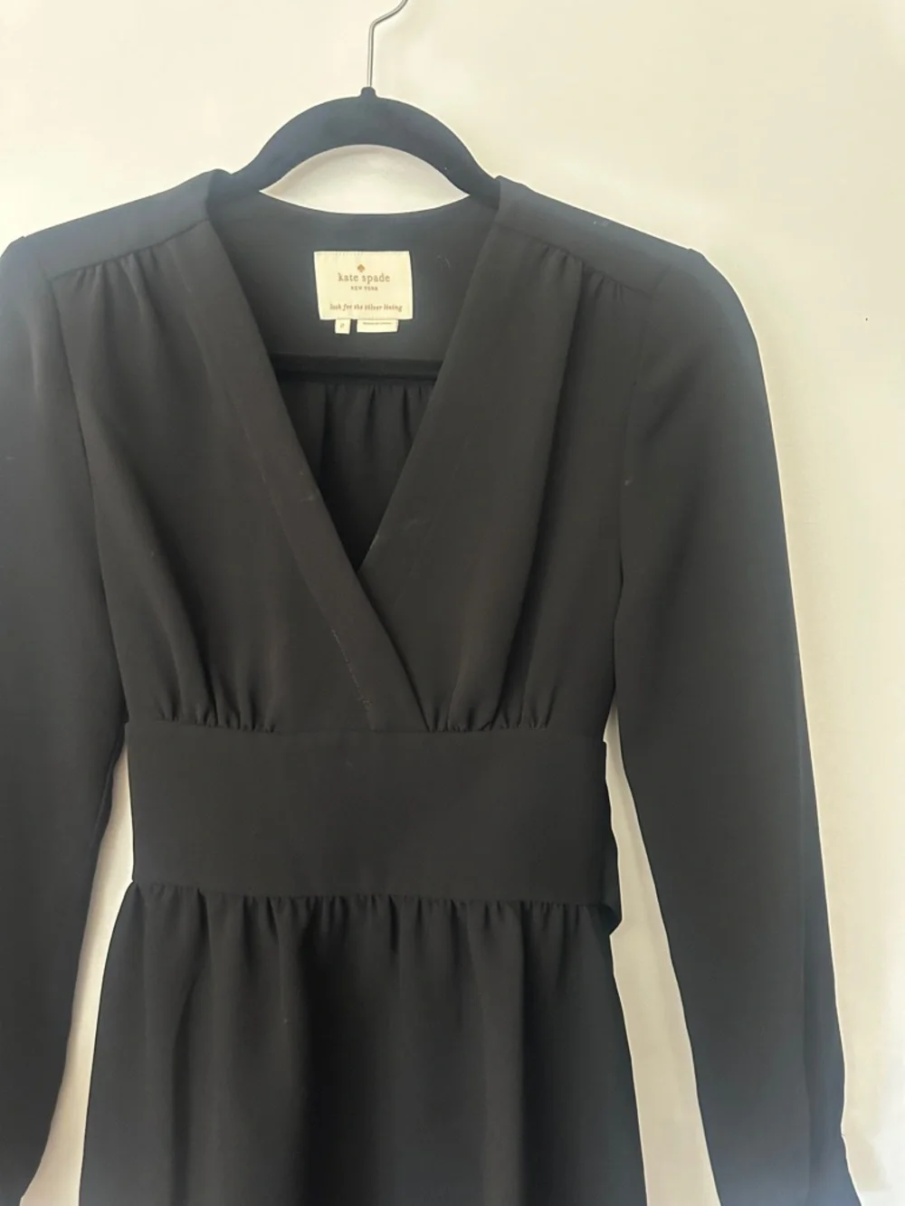 kate spade Black V-Neck Long Sleeve A-Line Dress